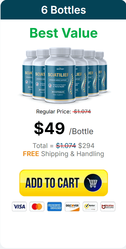 Image of Sciatilief 180 Days Supply bottle – Order now for long-term nerve health support and relief from nerve discomfort
